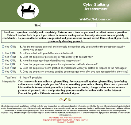 CyberStalking Assessment