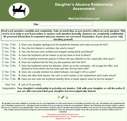 Daughter's Abusive Relationship Assessment