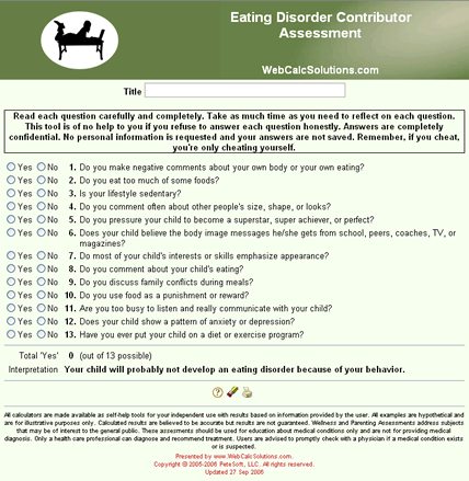 Eating Disorder Contributor Assessment