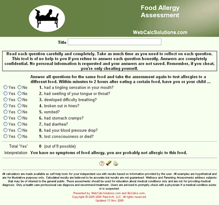 Food Allergy Assessment