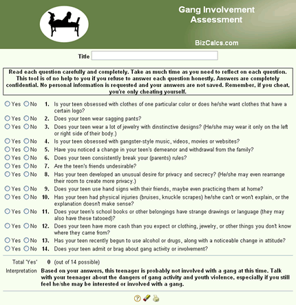 Gang Involvement Assessment