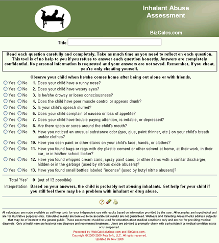 Inhalant Abuse Assessment