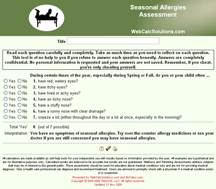 Seasonal Allergies Assessment