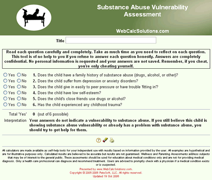Substance Abuse Vulnerability Assessment