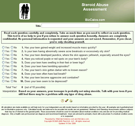 Steroid Abuse Assessment