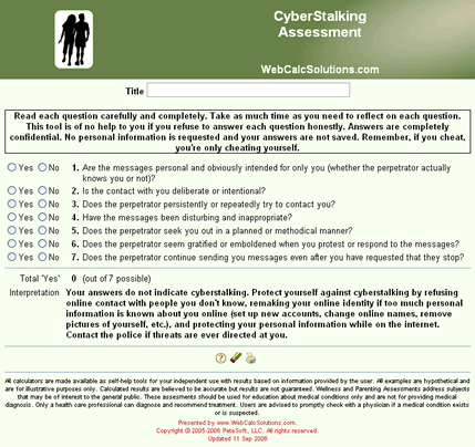 CyberStalking Assessment