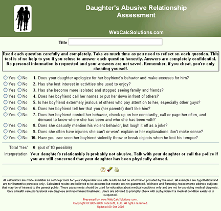 Daughter's Abusive Relationship Assessment