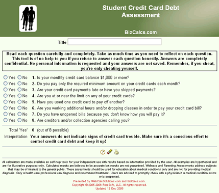 Student Credit Card Debt Assessment