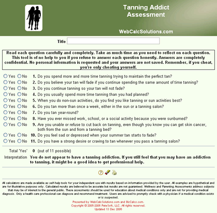 Tanning Addict Assessment