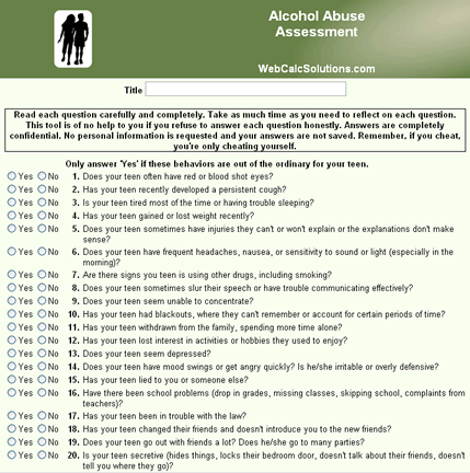 Alcohol Abuse Assessment