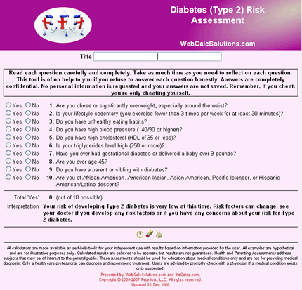 Diabetes (Type 2) Risk Assessment