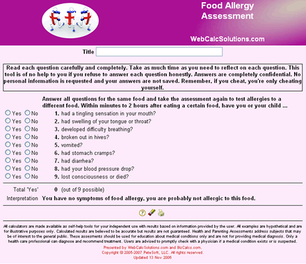 Food Allergy Assessment