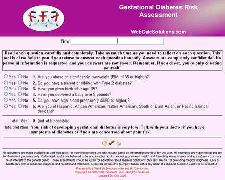 Gestational Diabetes Risk Assessment