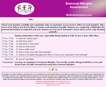 Seasonal Allergies Assessment