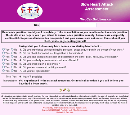 Slow Heart Attack Assessment