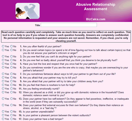 Abusive Relationship Assessment