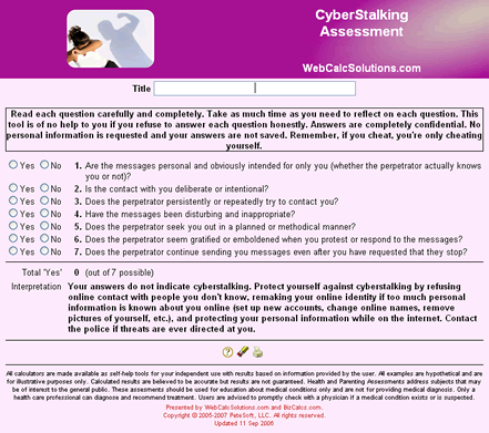 CyberStalking Assessment