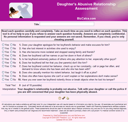 Daughter's Abusive Relationship Assessment